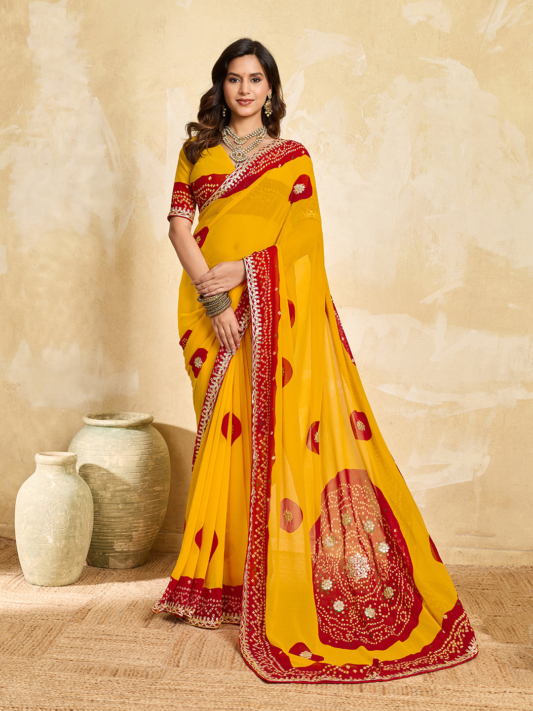 Buy Bandhani Saree with Gotapatti Work Kcpc Image
