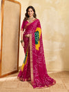 KcPc New Graceful Bandhani Style Moss Chiffon Georgette Saree with Zari Border KDN