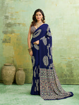 KcPc New Kalindi Style Crepe Silk Saree with Blouse Elegant Casual Wear Drape APL