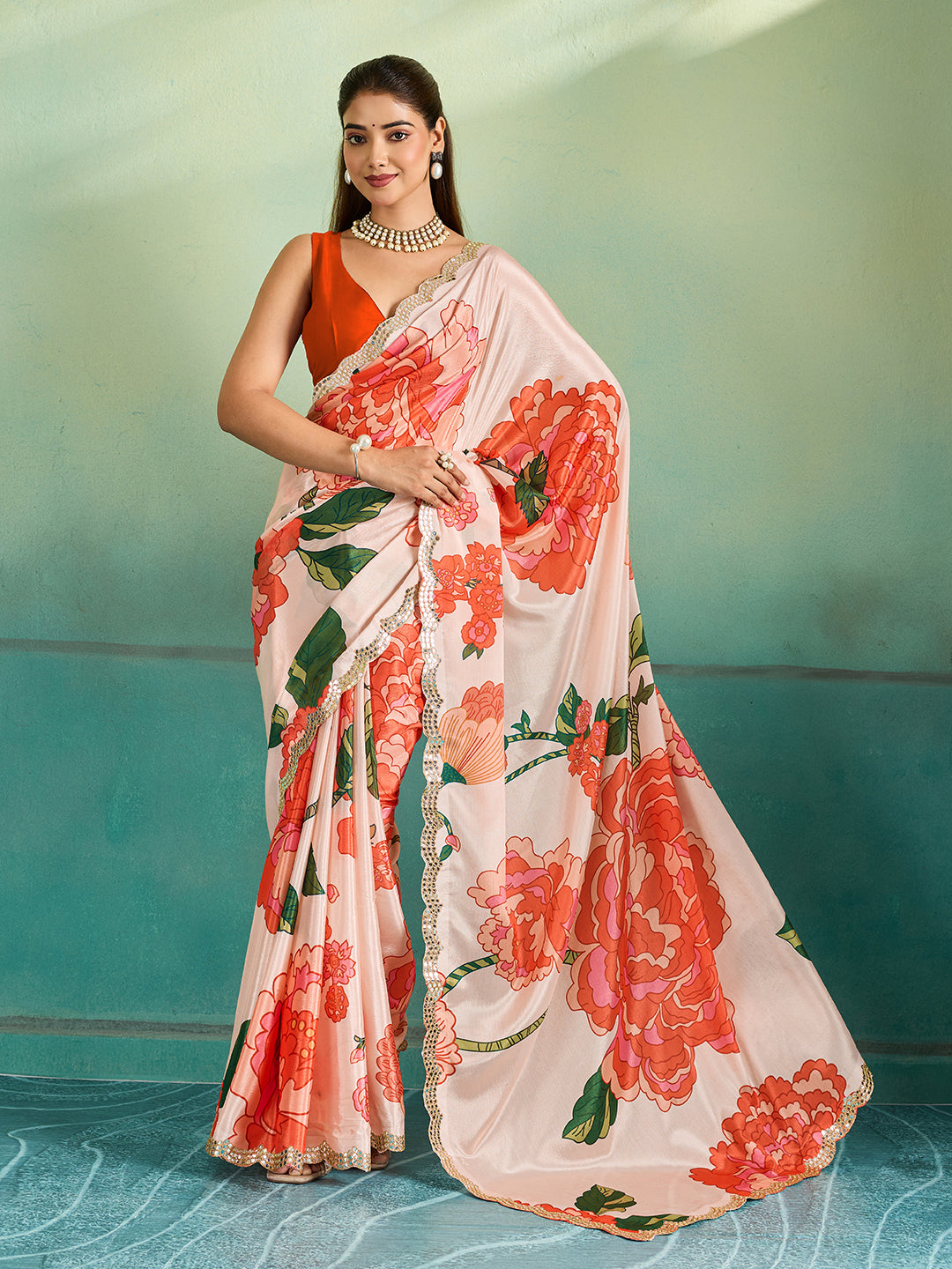 Gotapatti Cutwork Border Sarees in off white colour