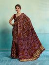 KcPc Pure Gaji Silk Bandhani Ghatchola SareeMehroon