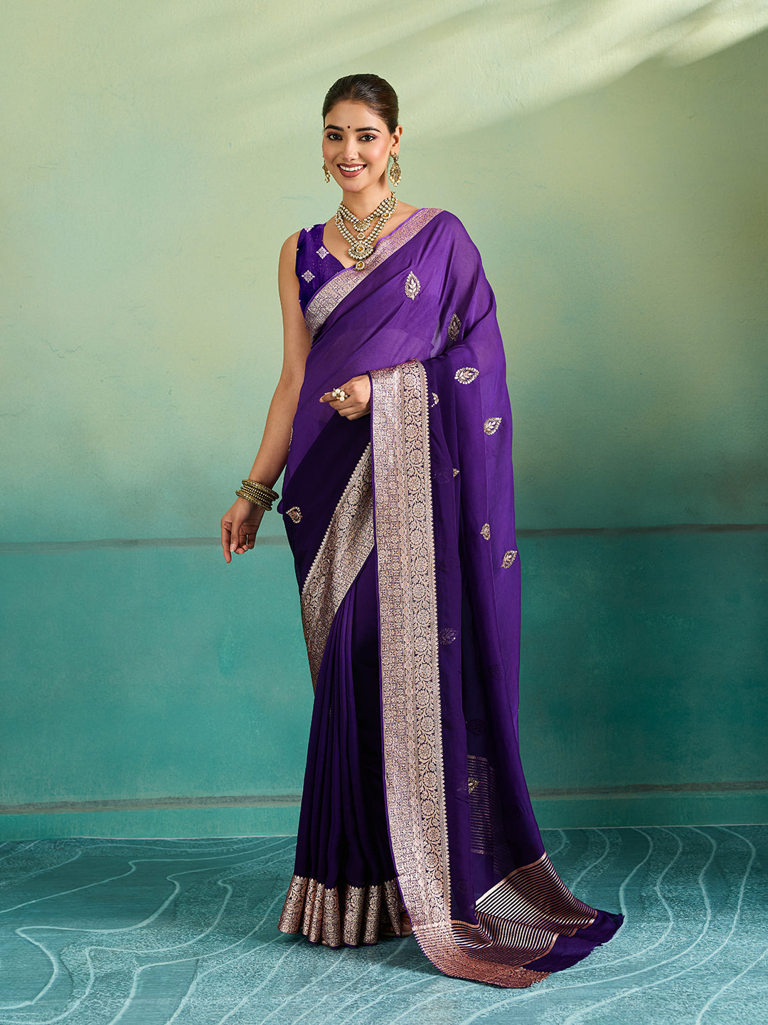 Buy tie dye pattern saree with Gotapatti Mirror Work