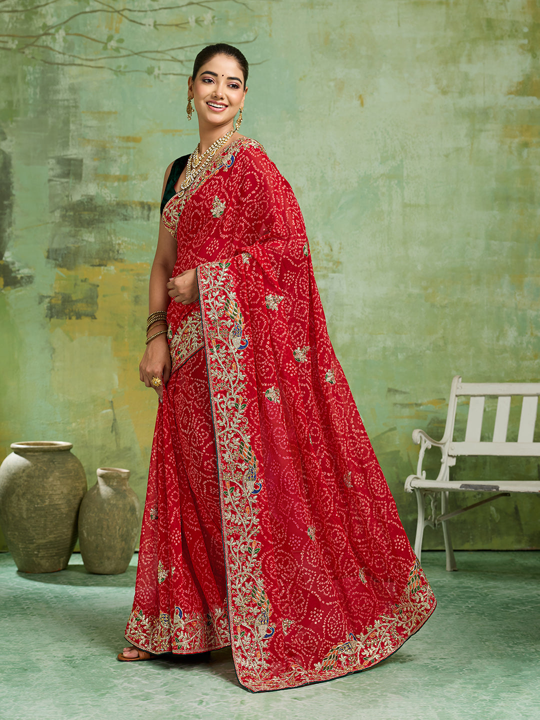 KcPc Premium Gotapatti Handwork Georgette SareesKDN