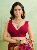 KcPc Gharchola Banarasi Silk Fabric With Heavy Zari Work Saree KML Rani Red
