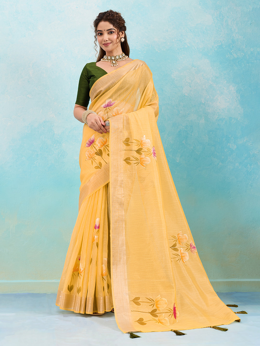 Buy Printed Saree Wih Casual Wear