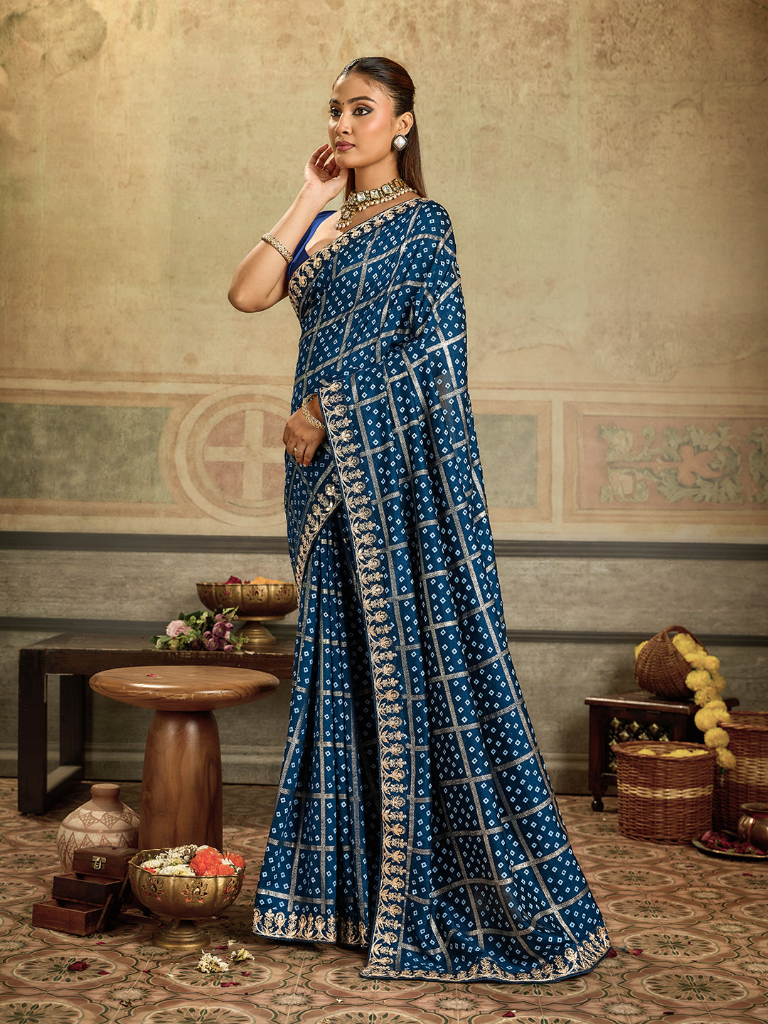 KcPc New Dola Silk Bandhani With Gota Patti Work Border Work Saree SWA