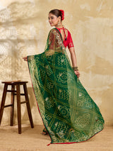 Buy Chiffon Saree Bandhani Style With Aari Work KcPc