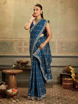 KcPc New Dola Silk Bandhani With Gota Patti Work Border Work Saree SWA