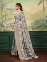 Buy New Arrival Cotton Silk Batik Printed With Zari Border Work Saree