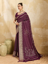 KcPc Beautiful Viscos Silk Bandhani PrintAari tari work Saree Green GAN