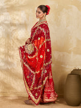 KcPc Latest Pure Georgette Rajasthani Chunri Dupattas Red Orange(pila)