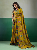 Buy Kalamkari Saree With Mehendi Wear