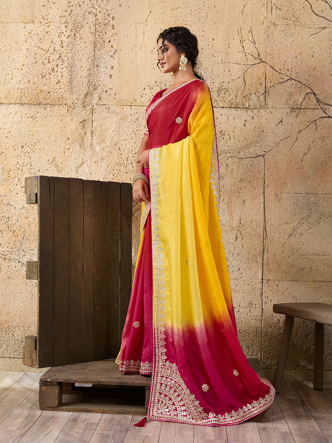 Buy New Designer Saree with Traditional Gotapatti Work KcPc