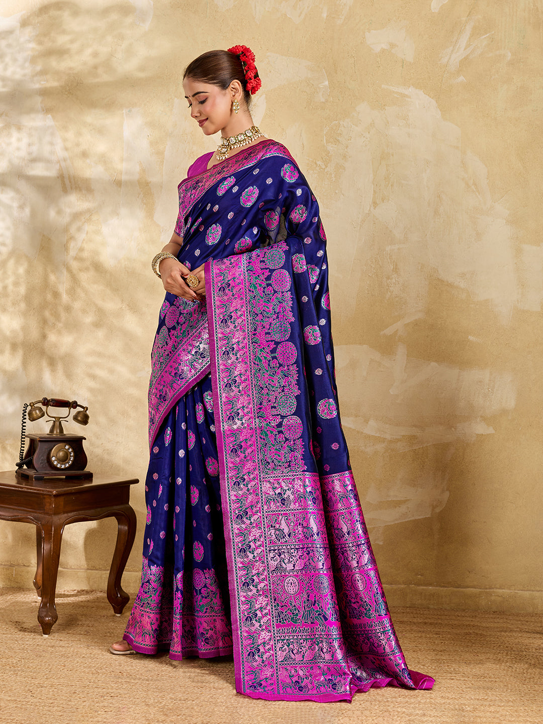 Buy New Elegant Saree Banarasi Style with Rich Zari Border Kcpc 2