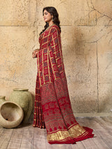 By Ajrakh saree With Traditional Wear