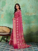 Buy New Launch Cotton Silk Printed Style With Daily Wear Pink Saree