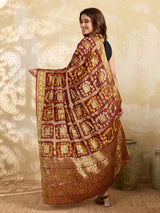 KcPc Royal Look Jacquard Silk Dupatta with Authentic Handmade Bandhani