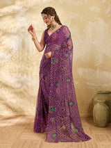 KcPc Rajwadi Style Royal Georgette Bandhani Sarees WineSTL