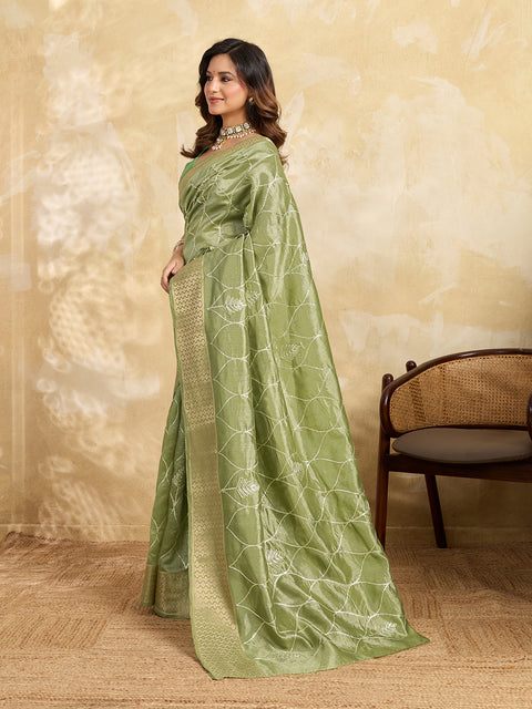 KcPc New Cotton Silk Gotapatti Work Saree  Pista   SWA