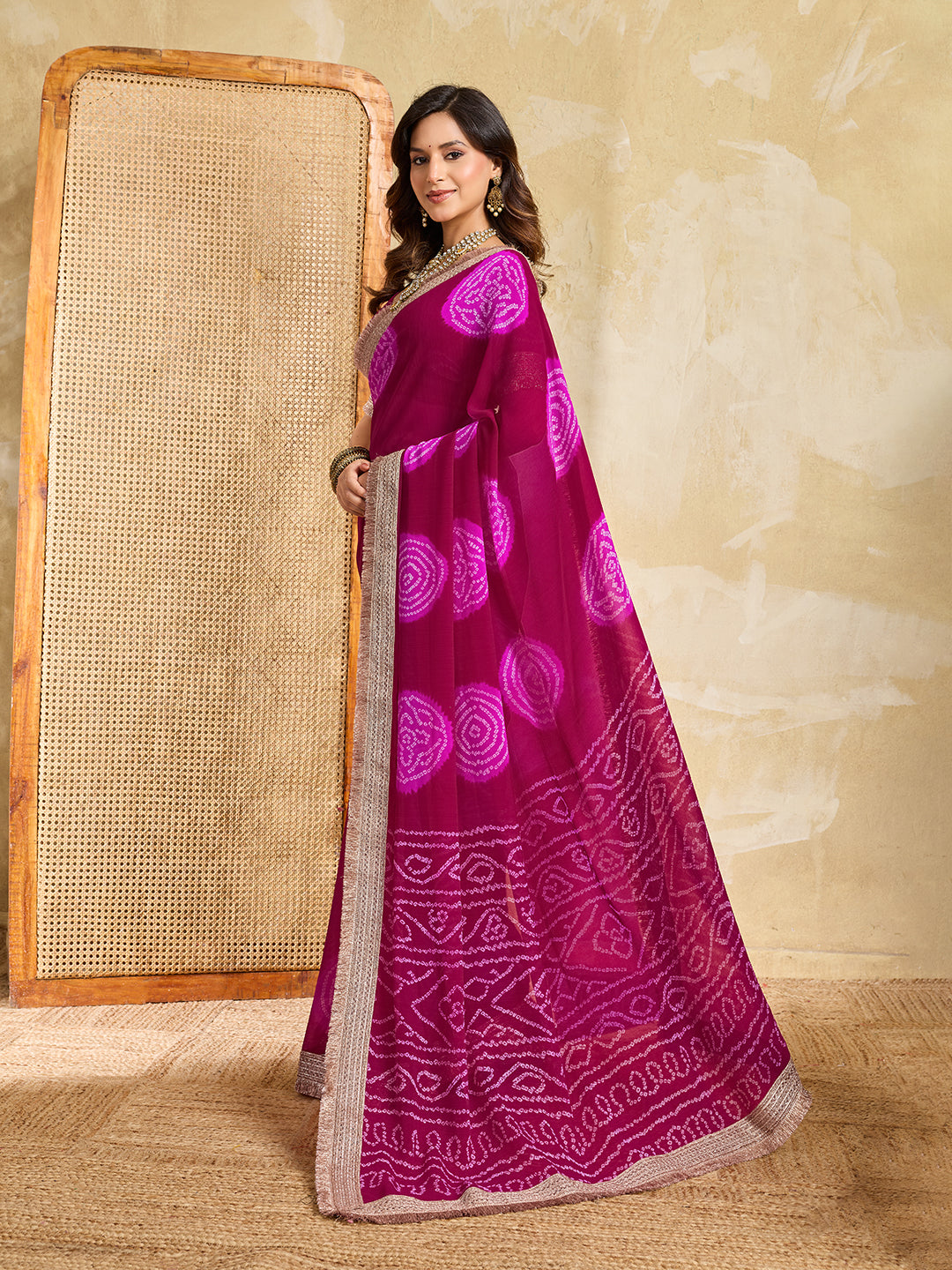 KcPc Traditional Wear Georgette Bandhani Saree with Designer Border KDN