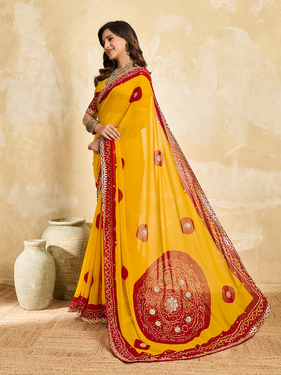 Buy Bandhani Saree with Gotapatti Work Kcpc Image