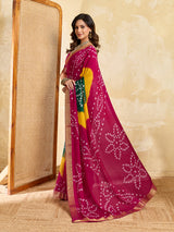 KcPc New Graceful Bandhani Style Moss Chiffon Georgette Saree with Zari Border KDN