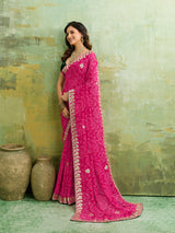Buy Designer Georgette Bandhani Saree with Gota Patti Work Kcpc
