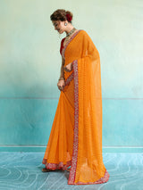 Buy New Spiceal Chiffon Leheriya Style With Embroidery Border Work Saree