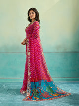 KcPc New Premium Leheriya Kalamkari Style Saree Crafted in Soft Chiffon Georgette FabricVND