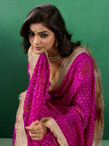 KcPc Stylish Bandhani Pattern Georgette Saree with Embroidery Touch KDN