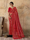 Pure Georgette saree in red colour