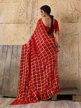 Pure Georgette saree in red colour