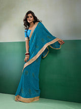 KcPc Premium Georgette Bandhani Saree for Festive Wear KDN