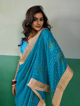 KcPc Premium Georgette Bandhani Saree for Festive Wear KDN