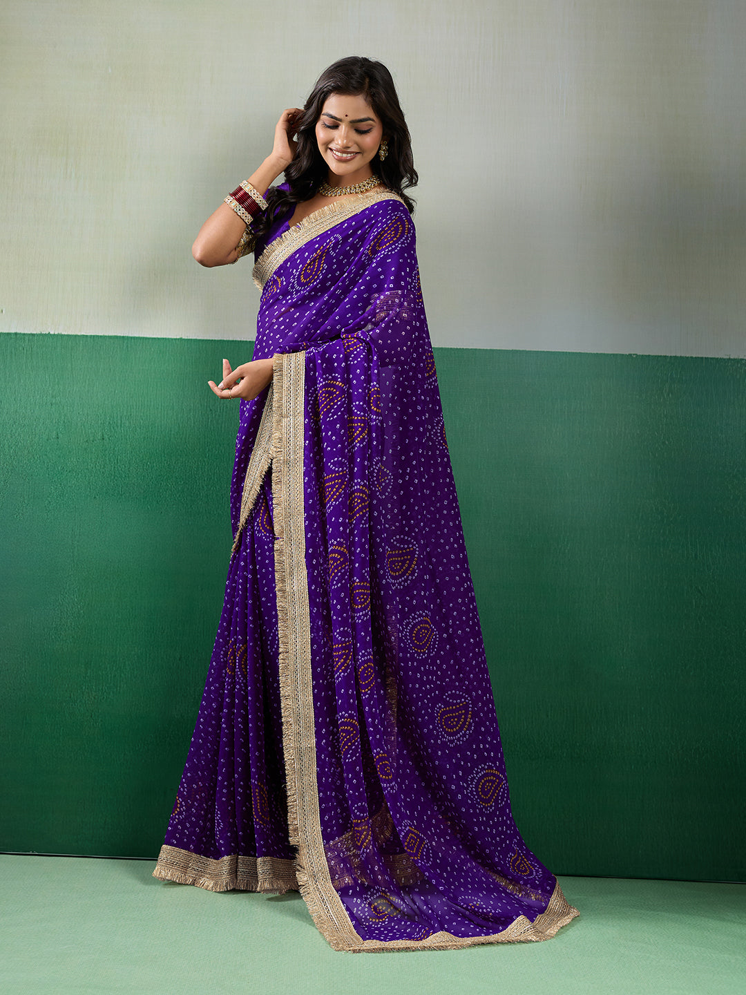 KcPc Premium Georgette Bandhani Saree for Festive WearKDN