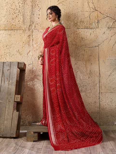  Light Weight Chiffon Bandhani Print Saree