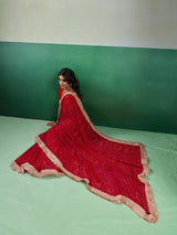 KcPc Beautifully Crafted Bandhani Georgette Saree with Embroidery KDN