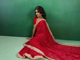 KcPc Beautifully Crafted Bandhani Georgette Saree with Embroidery KDN