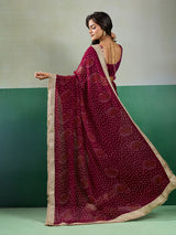 KcPc Festive Special Bandhani Style Georgette Saree KDN