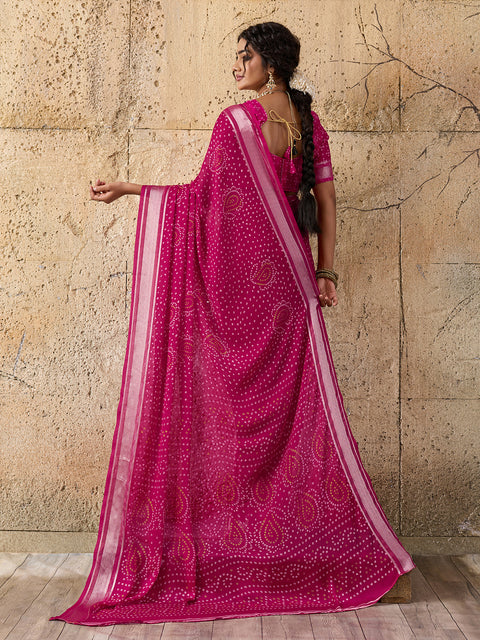 Light Weight Chiffon Bandhani Print Saree 