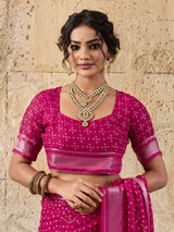  Light Weight Chiffon Bandhani Print Saree 
