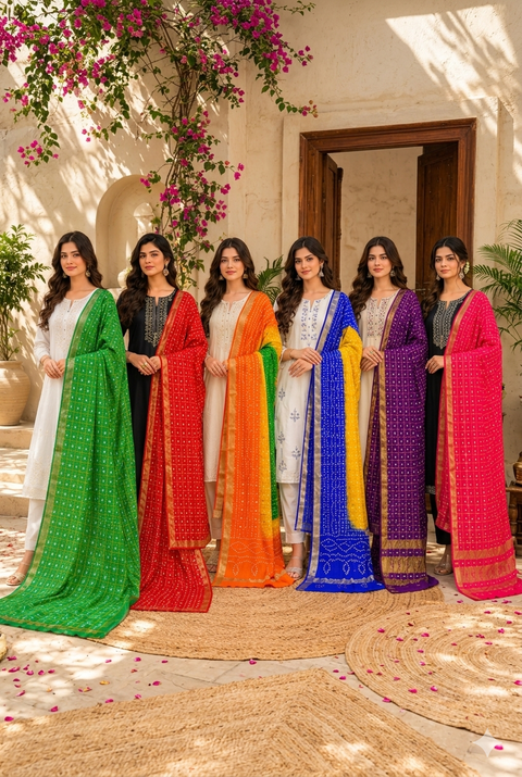 KcPc Traditional Ghatchola Bandhani Art Silk Dupatta