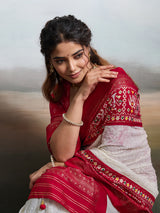 KcPc Pure Georgette Chikankari Work Patola Handprint Saree With BlouseSTR