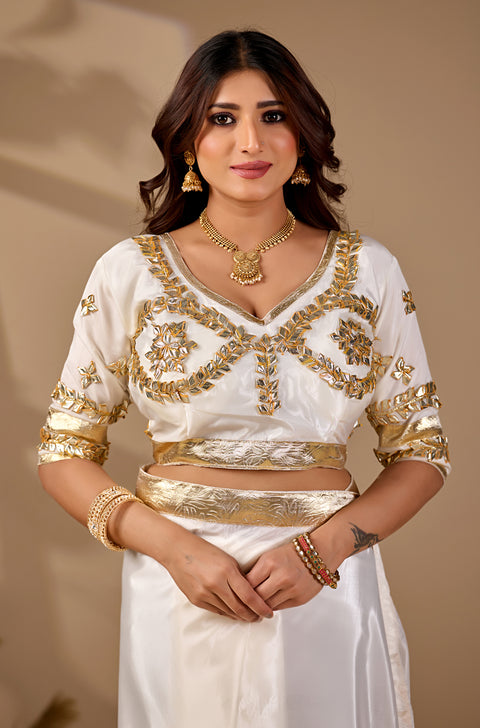 Buy Creap  silk Saree With Gotapatti Work KcPc 