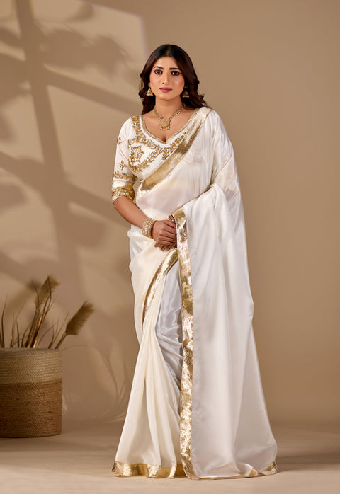 Buy Creap  silk Saree With Gotapatti Work KcPc 