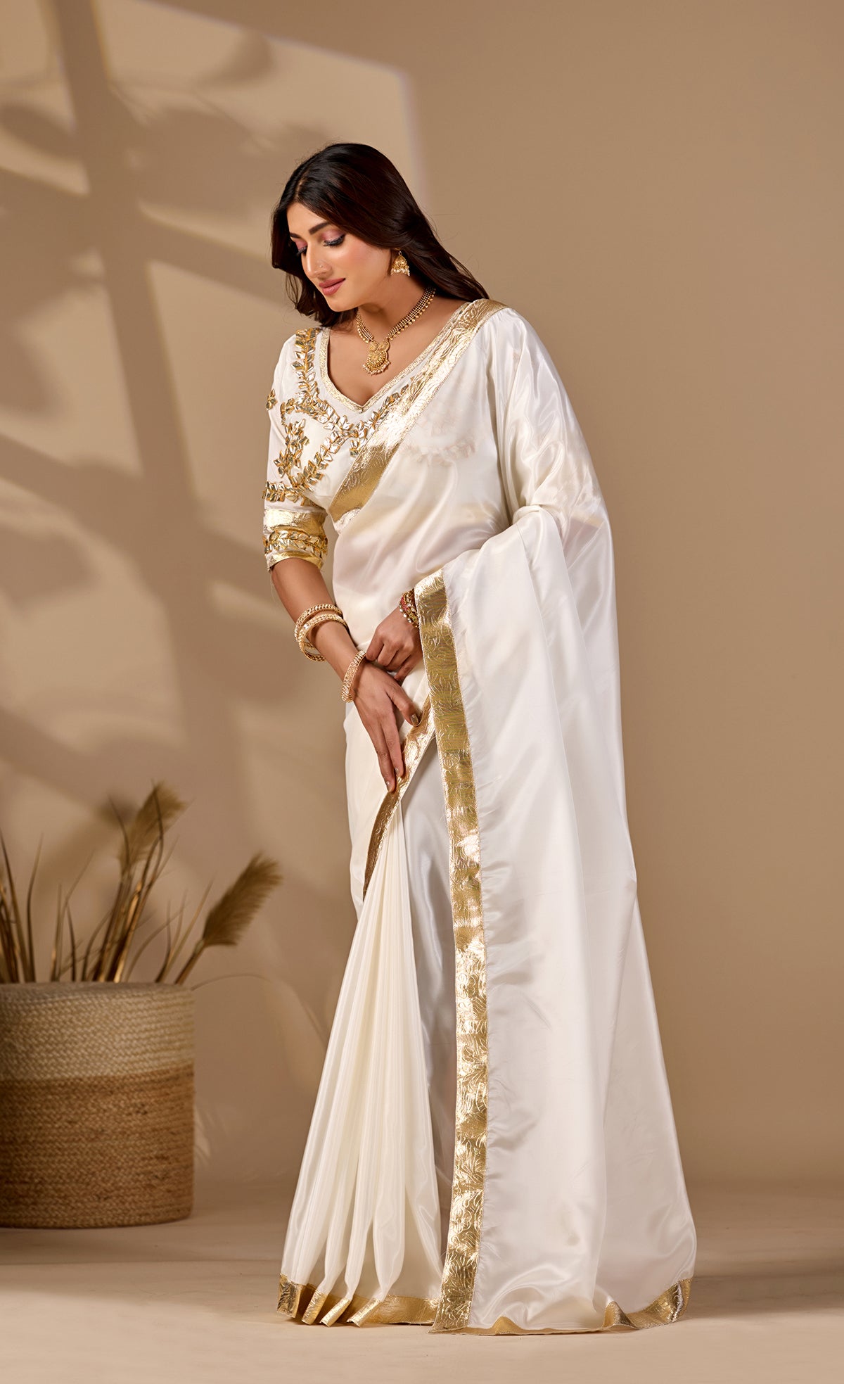 Buy Creapsilk Saree With Gotapatti Work KcPc 