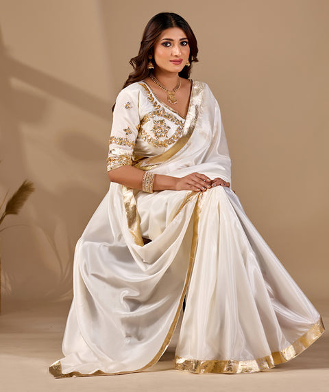 Buy Creap  silk Saree With Gotapatti Work KcPc 