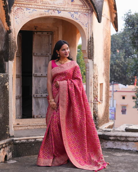 Buy Pure Gorgette Bandhani Style Saree  KcPc 