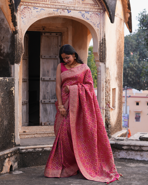 Buy Pure Gorgette Bandhani Style Saree  KcPc 