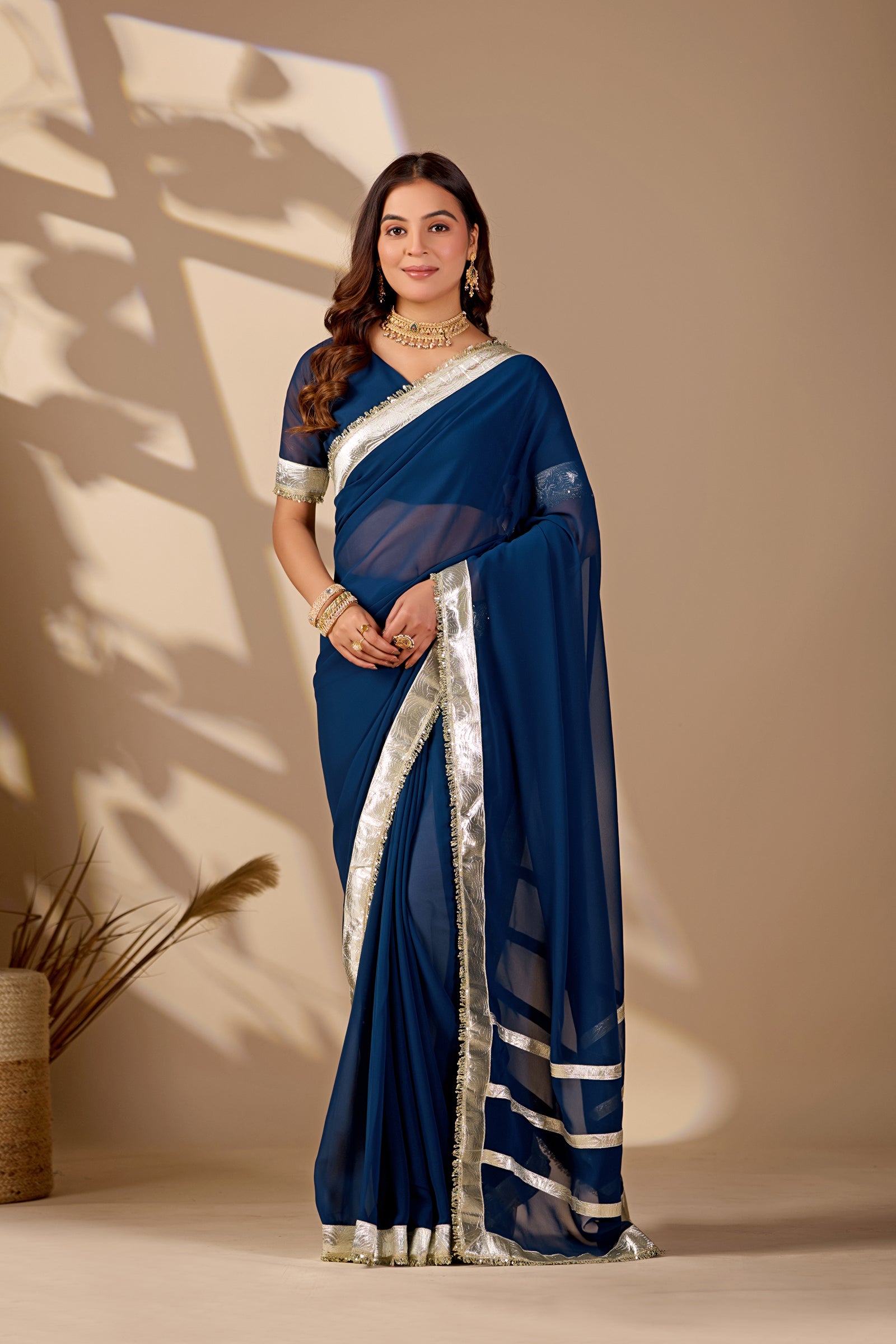Buy New Elegant Designer Saree with Gota Border KcPc
